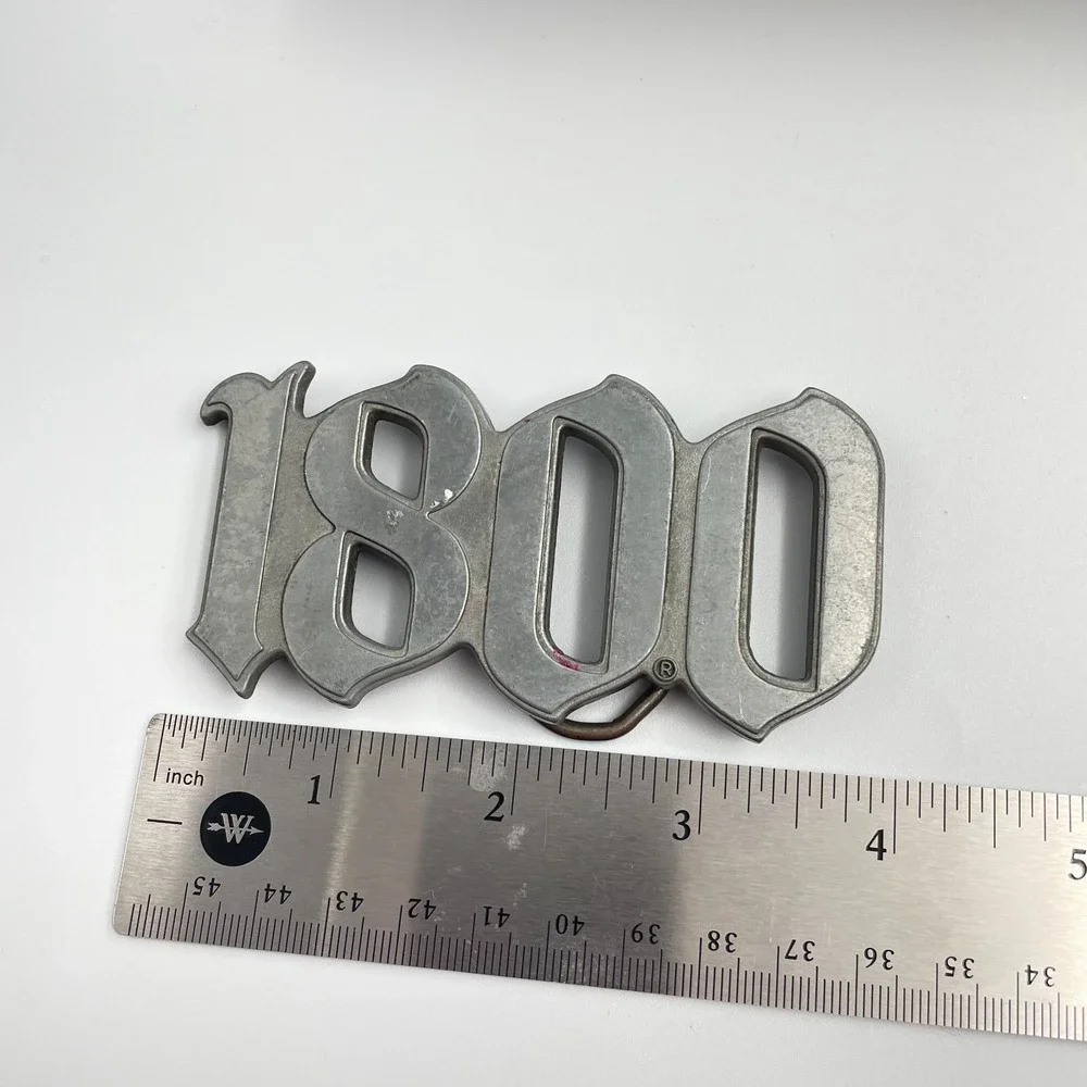 Vintage 90s Y2K 1800 Tequila Belt Buckle Silver Tone Metal Logo Promo Rare Goth